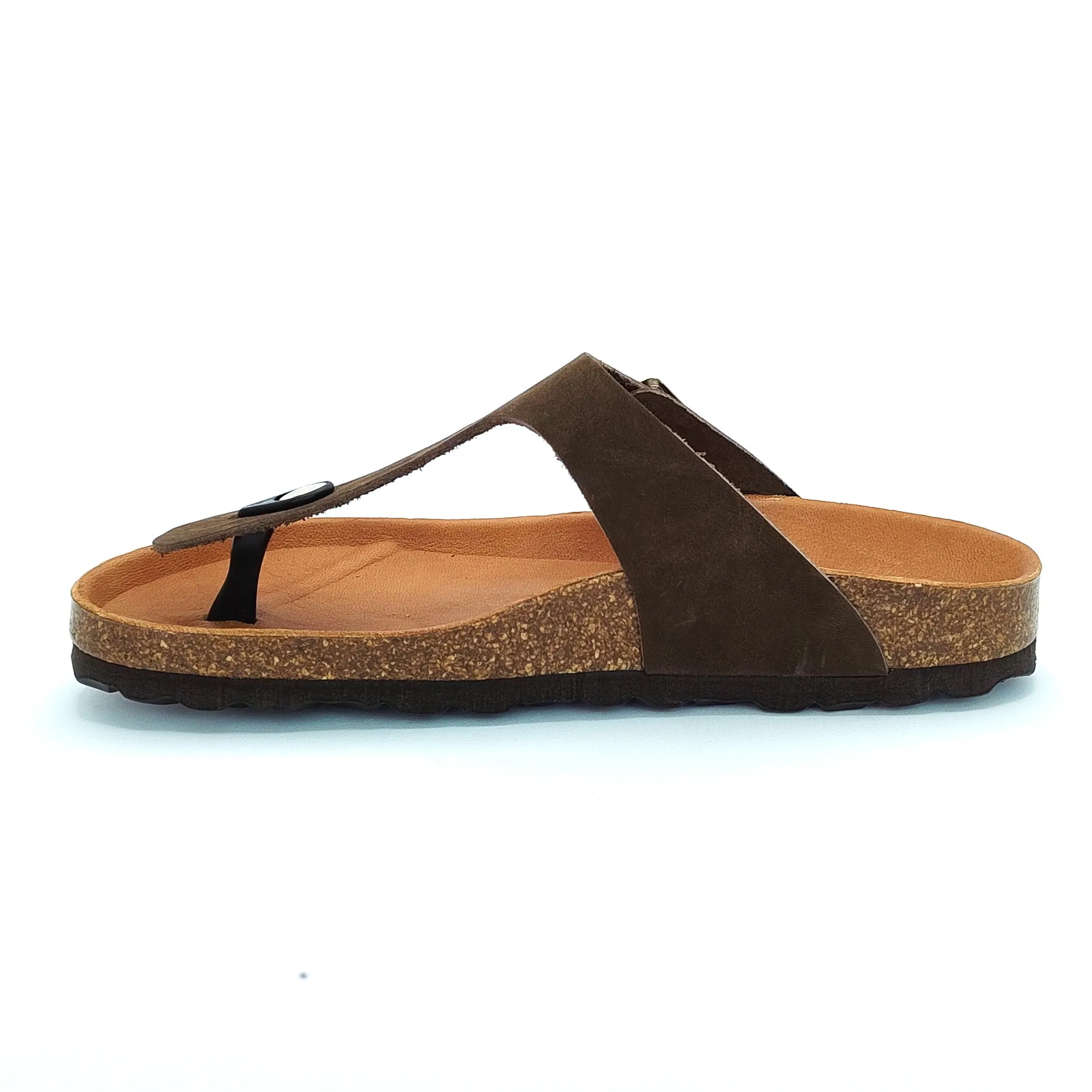 Cosmos Comfort Mercury 6186716-32 Women's Leather Toe Post Slide On Mule Sandal Dark Brown
