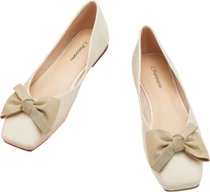 C.Paravano Women's Flats I Square Toe Shoes for Women I White Flat Shoes I Womens Leather Shoes I Flat Shoes Women(Size 40,White New)