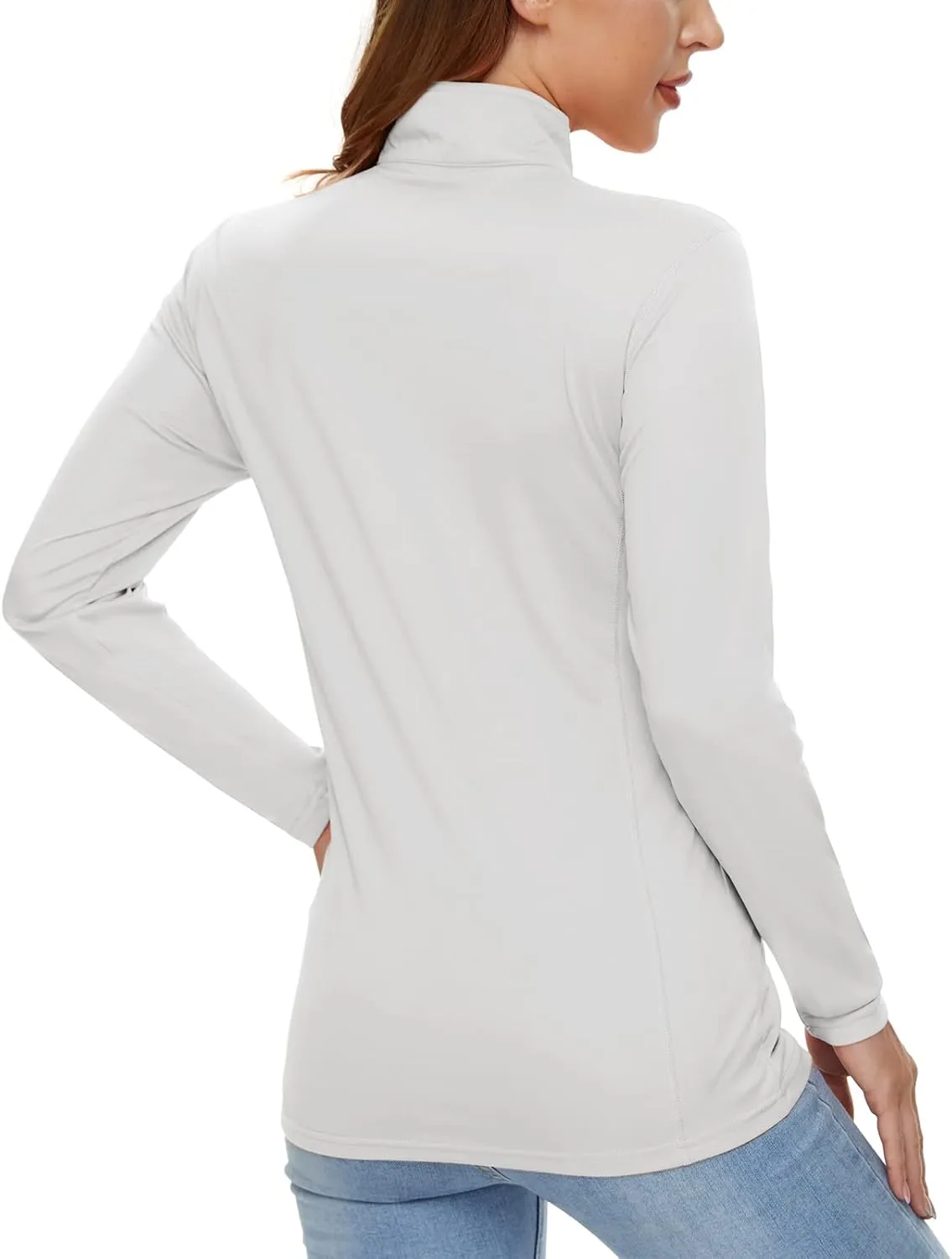 CRYSULLY Women's Long Sleeve Shirts Sun Protection 1/4 Zip Summer Quick Dry Hiking Shirts
