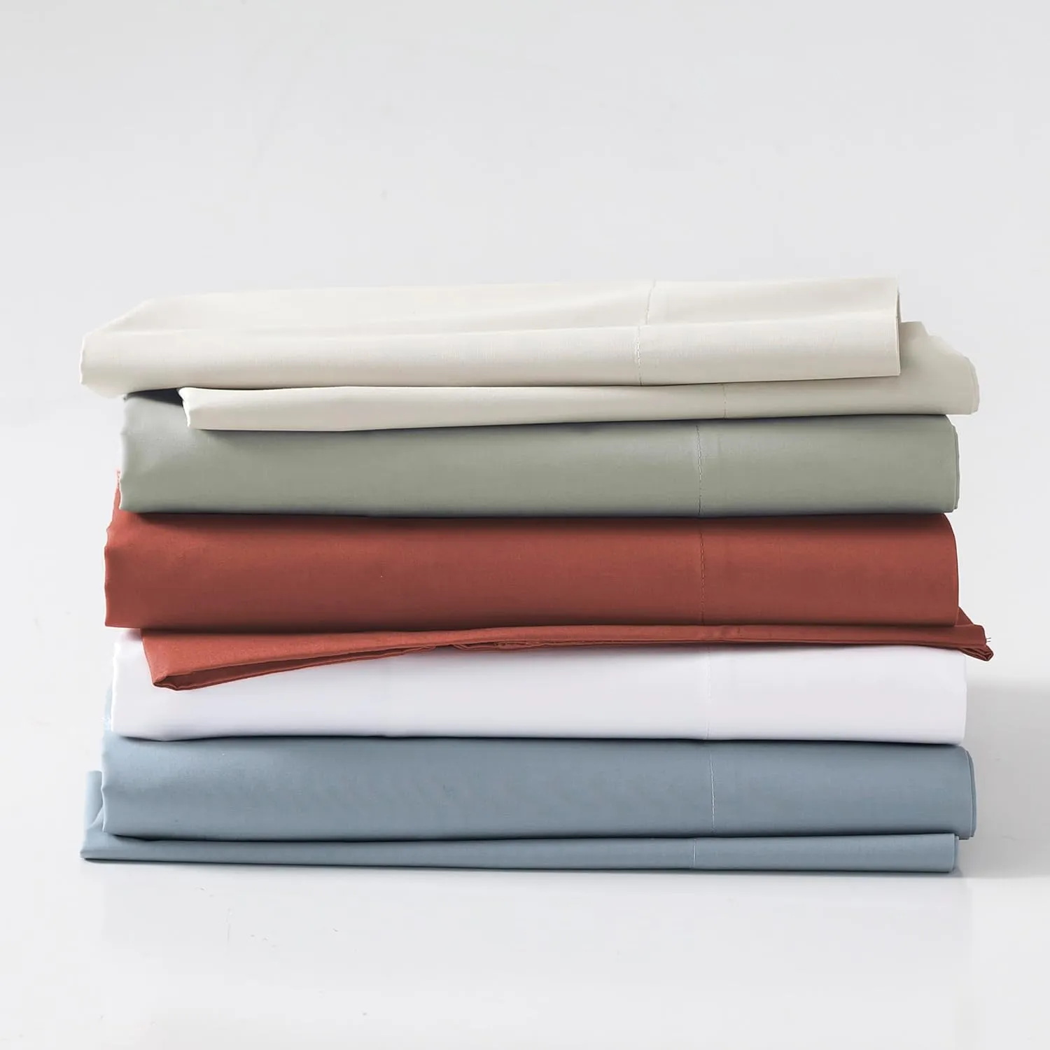 Cuddledown Signature Organic Percale Sheet Set | 100% Organic Cotton | Premium Quality | Soft | Breathable | Deep Pockets | 4 Piece Set | King Size | Steel Blue