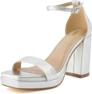 CUSHIONAIRE Women's Grammy one band block heel platform sandal  Memory Foam, Wide Widths Available