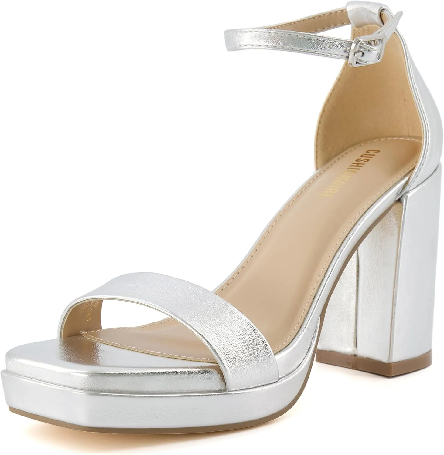 CUSHIONAIRE Women's Grammy one band block heel platform sandal  Memory Foam, Wide Widths Available