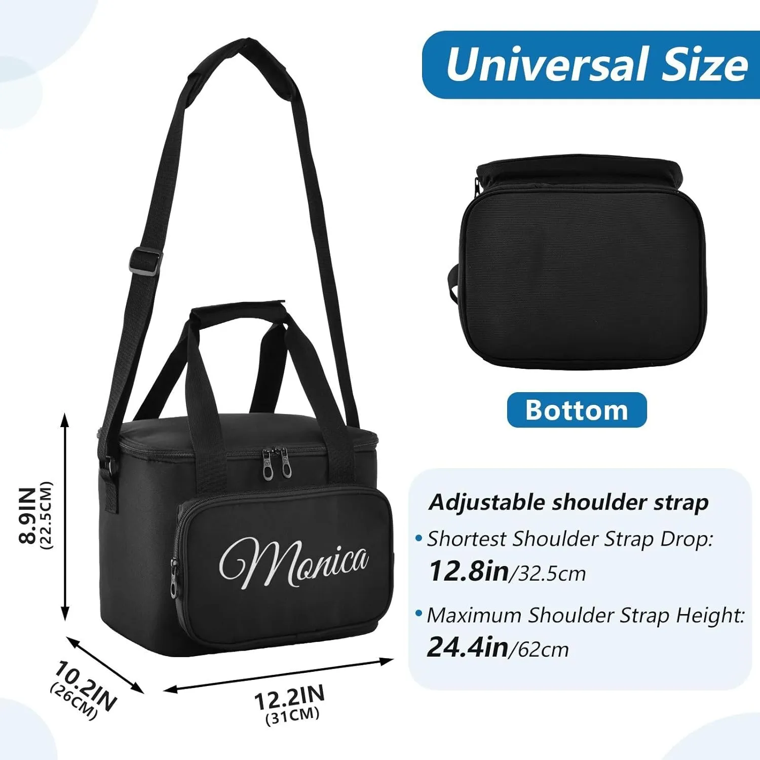 Custom Soft Cooler Bag with Zipper Personalized Portable Insulated Travel Cooler for Beach Camping Work Lunchbox for Women Men