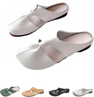 Cut Out Design Flat Mules, Women's Round Toe Mules, Flat Mules with Bow, Soft, Wear-Resistant and Non-Slip