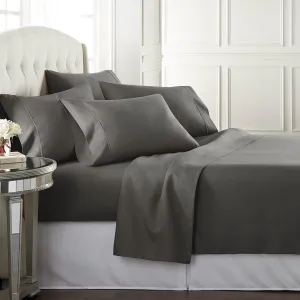 Danjor Linens King Sheet Set 6 Piece Hotel Quality Bed Sheet w/ 4 Pillowcases - Microfiber Sheet Sets with Deep Pockets, Breathable Cooling Wrinkle Free, Machine Washable for King Size Bed, Gray