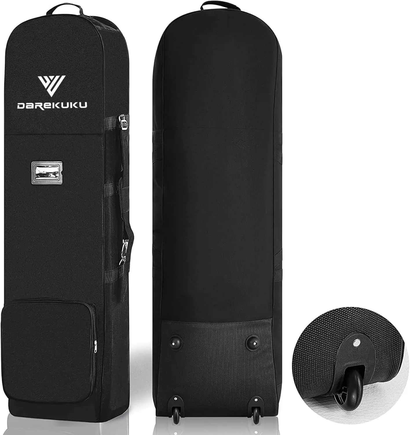 DAREKUKU Soft-Sided Golf Travel Bag with Fixed Buckles, 1200D Heavy Duty Polyester Oxford Wear-Resistant, Foldable & Portable Golf Travel Case for Airlines with Wheels