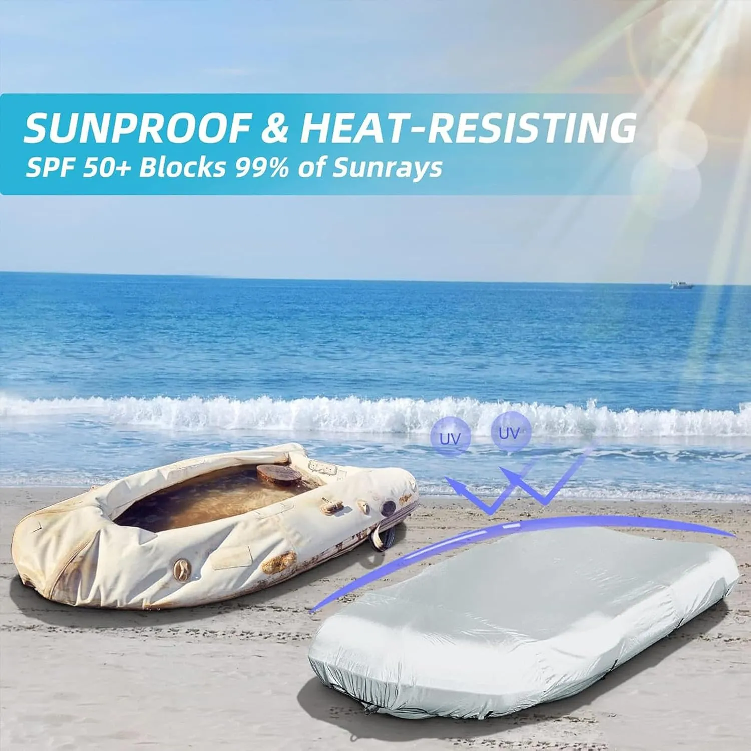 Dinghy Covers 7 Sizes Dinghy Cover UV Resistant Boat Tarp for Inflatable Boat and Dinghy,230 * 165 * 46cm