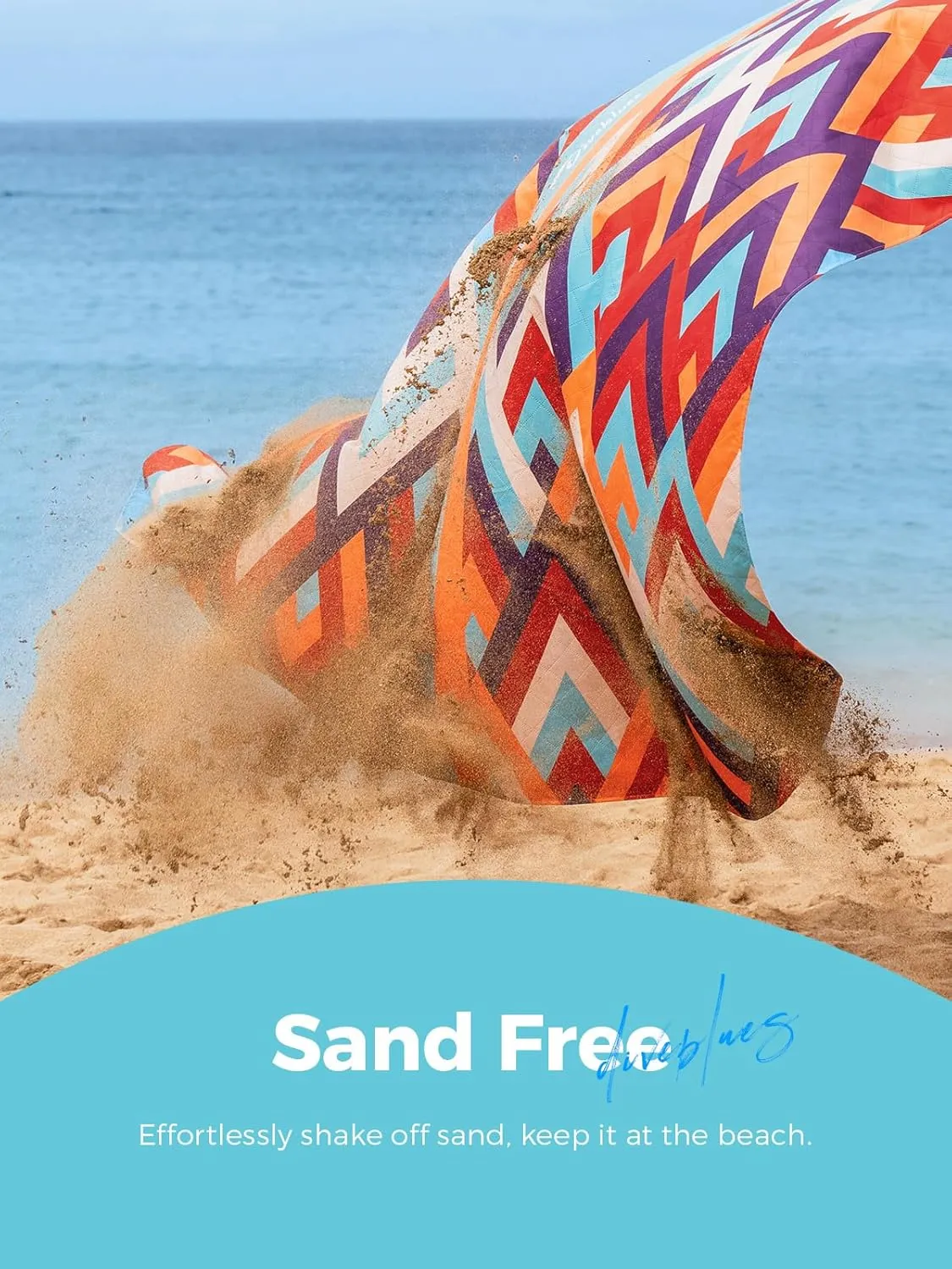 Diveblues Beach Picnic Blanket, Dual Layer, Sandproof Water Resistant Beach Blanket, Packable, Washable, Great for Camping, Outdoors, Festivals, 71"x95" Large Size for Family Trip