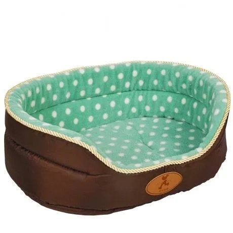 Dog's Soft Plush Bed with Polka Dot Pattern
