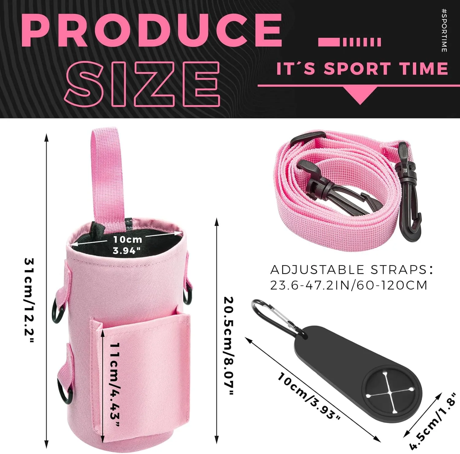 Domensi Magnetic Water Bottle Holder Gym Water Bottle Carrier Bag Pouch Sleeve with Phone Pocket Silicone Towel Buckle and Sling for Men Women Gym Accessories Organizer