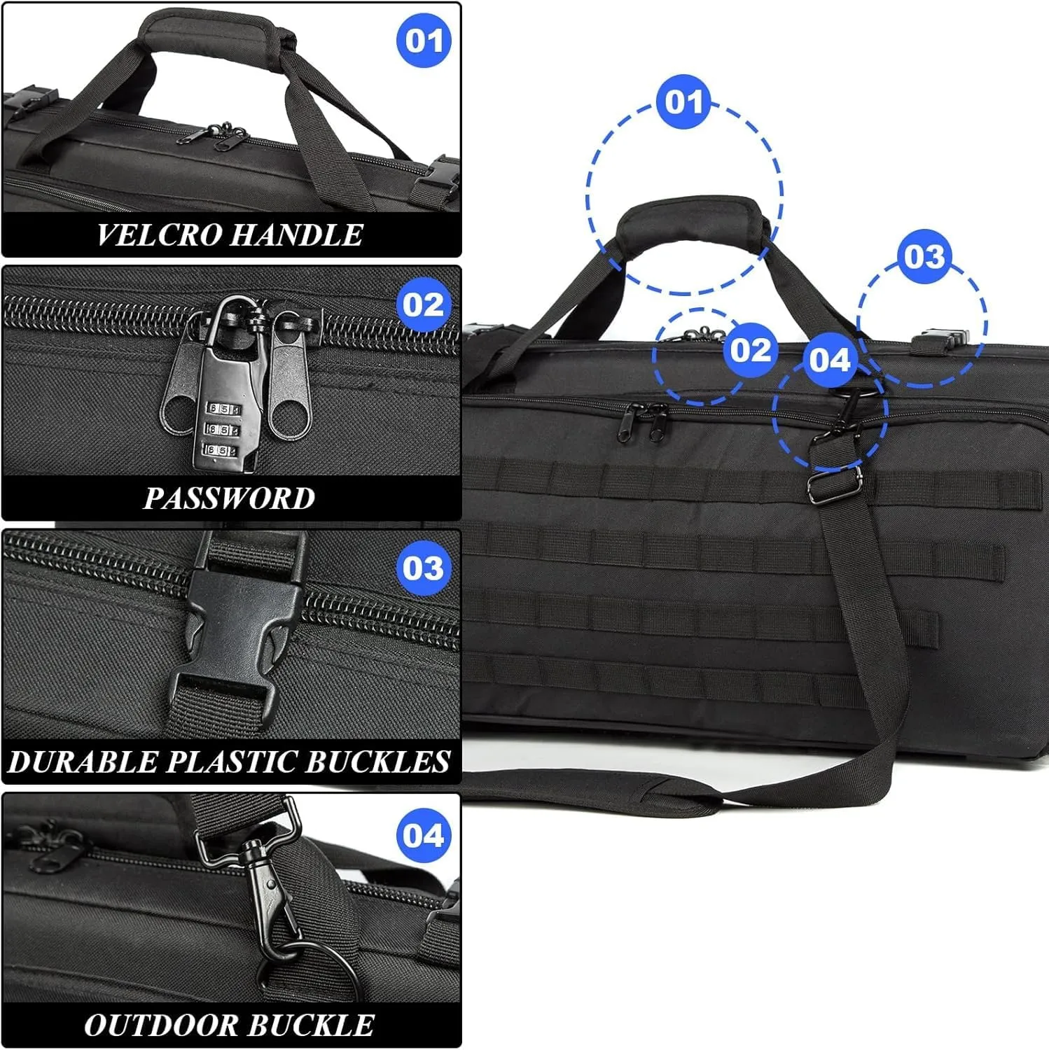 Double Rifle Case Soft Bag Long Tactical Rifle Backpack Soft Rifle Case 46 inch Rifle Pistol Firearm Storage and Transportation with Bullet Shoulder Strap Hunting Shooting Range Outdoor