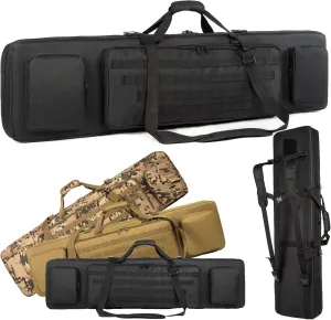 Double Rifle Case Soft Bag Long Tactical Rifle Backpack Soft Rifle Case 46 inch Rifle Pistol Firearm Storage and Transportation with Bullet Shoulder Strap Hunting Shooting Range Outdoor
