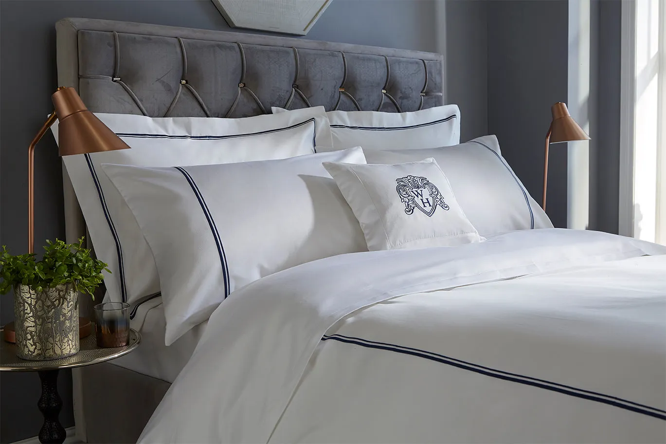 Double Row 800 Thread Count - King Size Duvet Cover Navy