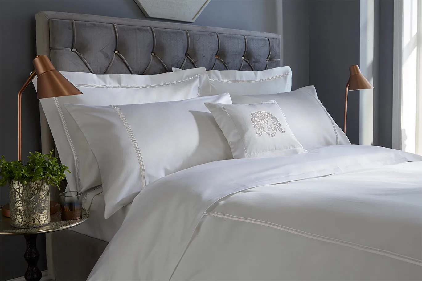 Double Row 800 Thread Count - Standard Pair Pillowcases White