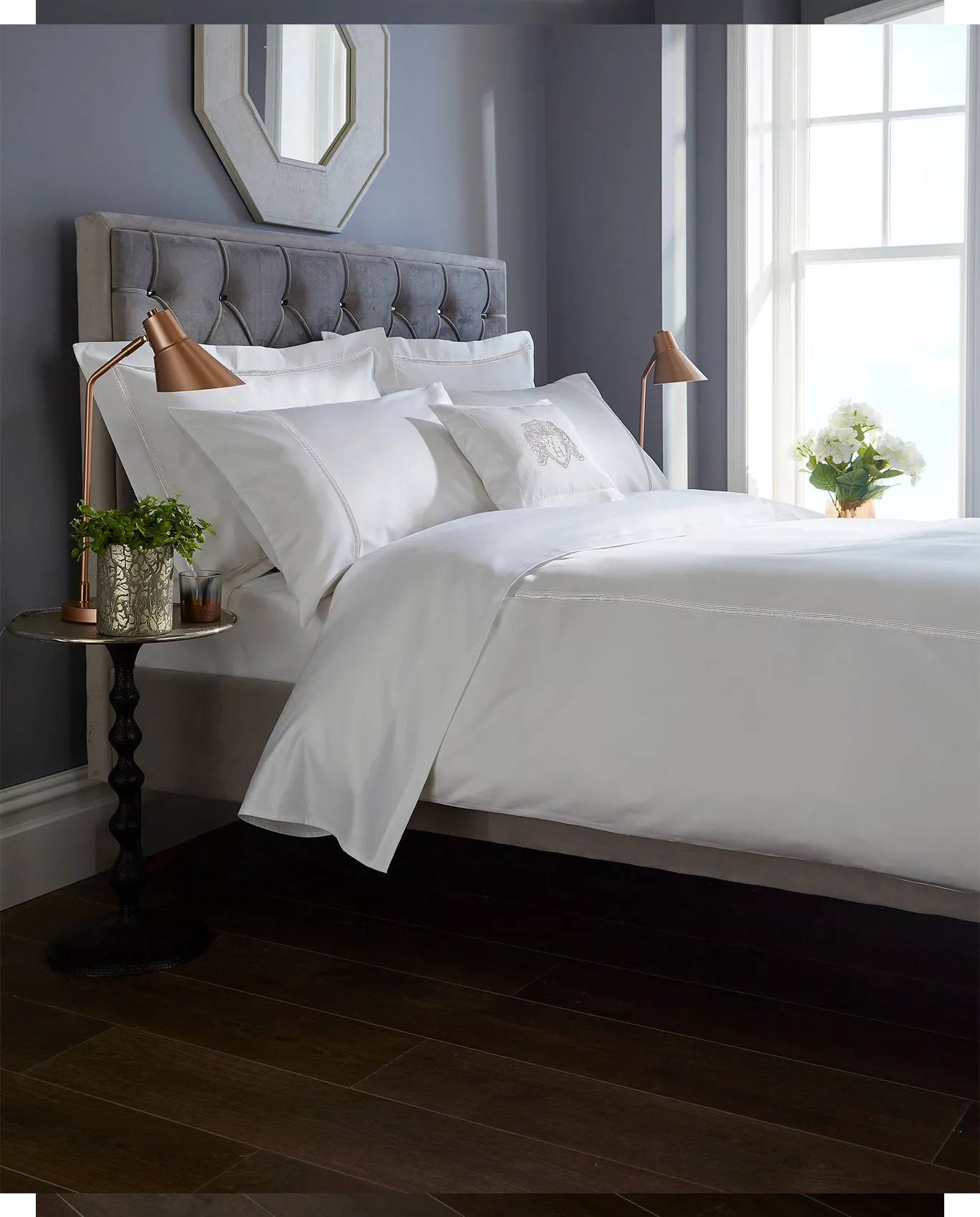 Double Row 800 Thread Count - Standard Pair Pillowcases White
