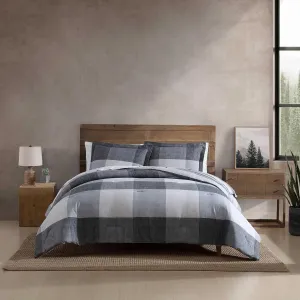 Eddie Bauer - Oversized Twin Comforter Set, 6 Piece Bed in a Bag Bedding Set, Easy Care Cotton Percale Blend, Ultra-Soft Breathable Fabrics (Plaid Grey, Twin)