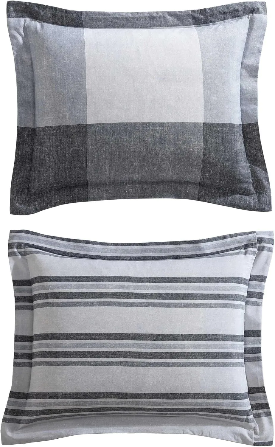 Eddie Bauer - Oversized Twin Comforter Set, 6 Piece Bed in a Bag Bedding Set, Easy Care Cotton Percale Blend, Ultra-Soft Breathable Fabrics (Plaid Grey, Twin)