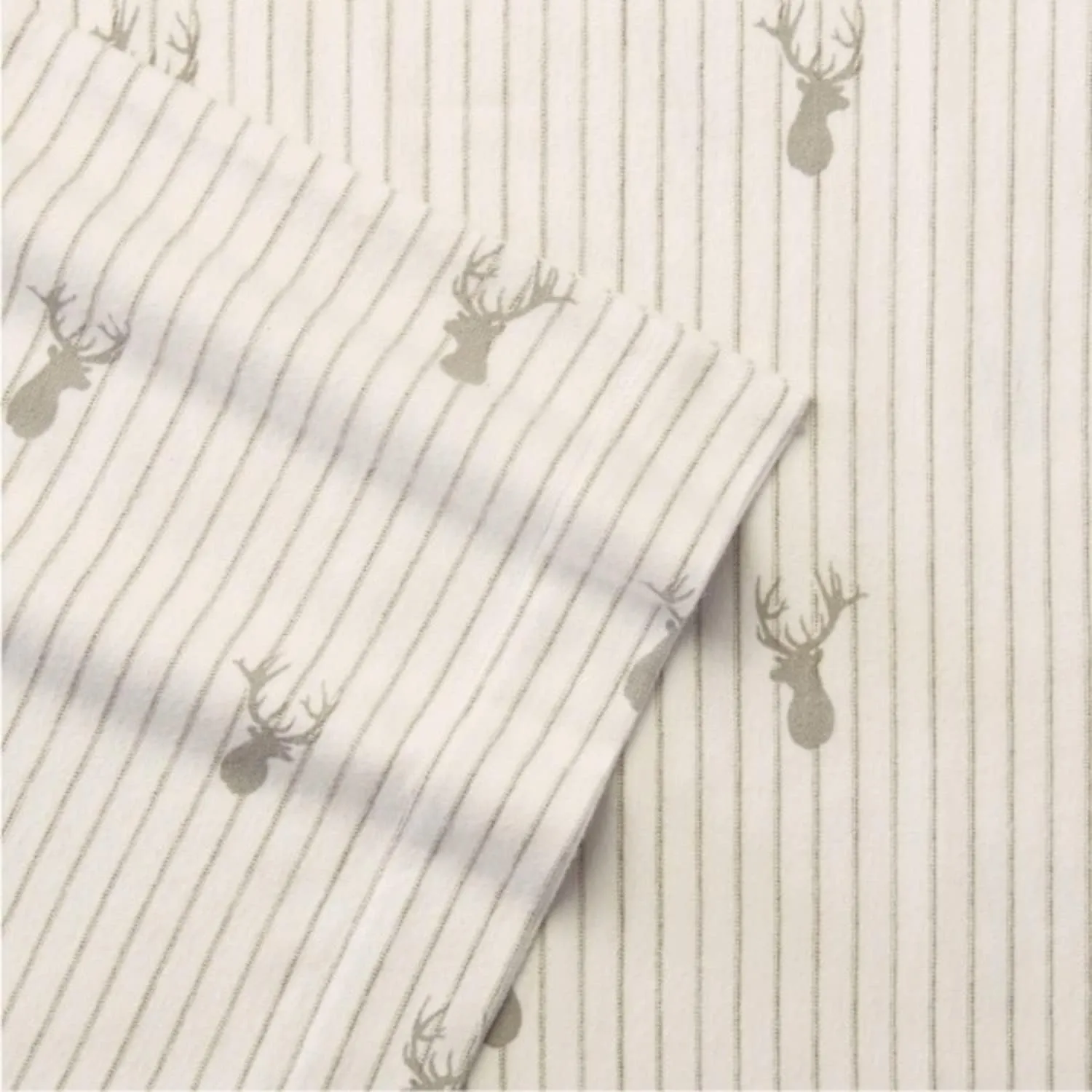 Eddie Bauer - Twin Sheet Set, Warm Breathable Cotton Flannel Bedding with Deep Pockets, Brushed for Extra Softness, Cozy Home Decor, Oeko-Tex Certified (Deer Lodge Beige, Twin)