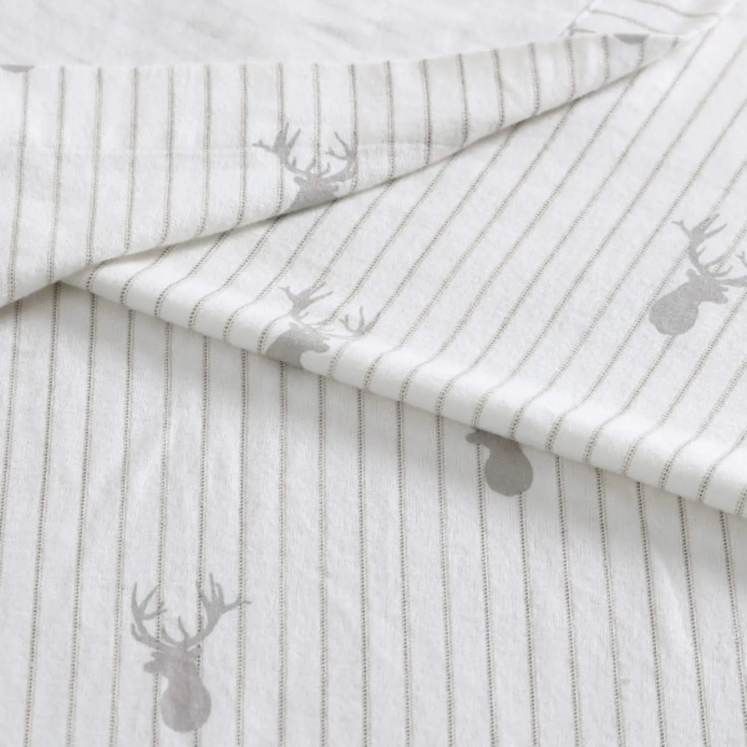 Eddie Bauer - Twin Sheet Set, Warm Breathable Cotton Flannel Bedding with Deep Pockets, Brushed for Extra Softness, Cozy Home Decor, Oeko-Tex Certified (Deer Lodge Beige, Twin)