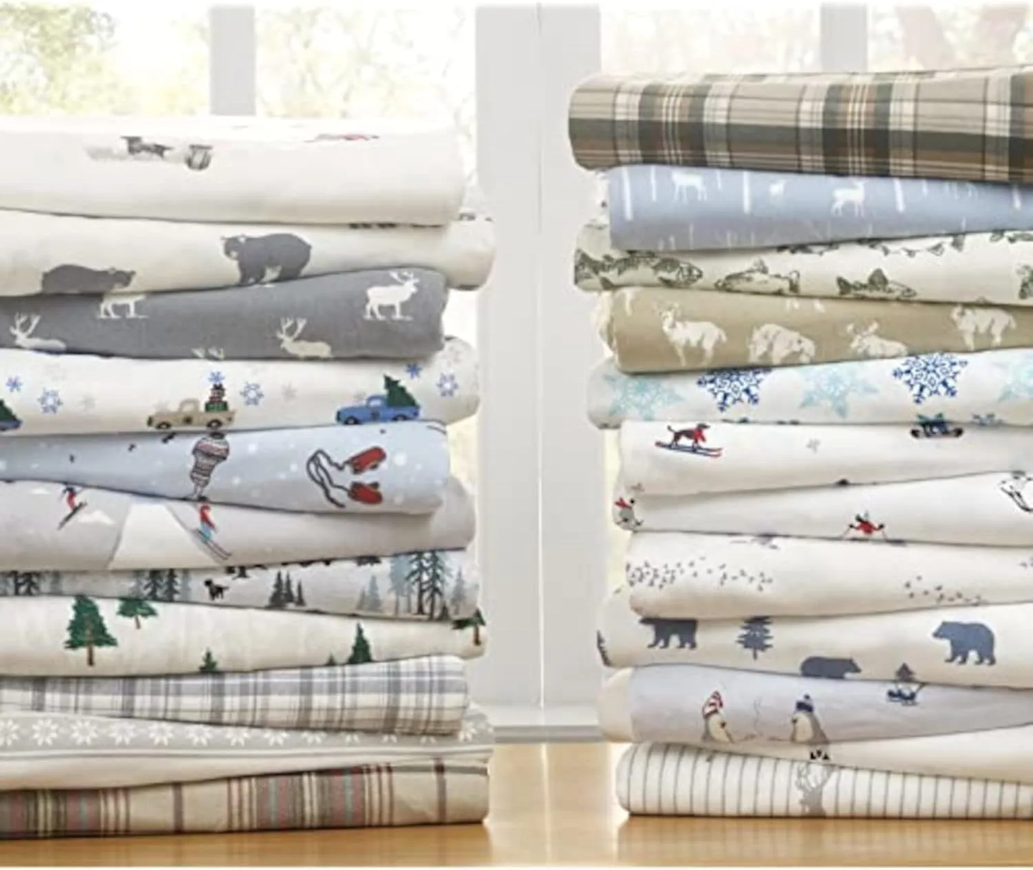 Eddie Bauer - Twin Sheet Set, Warm Breathable Cotton Flannel Bedding with Deep Pockets, Brushed for Extra Softness, Cozy Home Decor, Oeko-Tex Certified (Deer Lodge Beige, Twin)