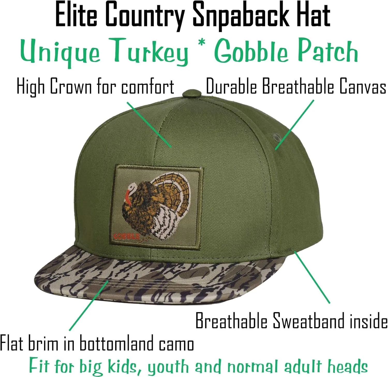 EDTREK Elite Youth Country Hat for Big Kids - Boys Snapback Hat with Flat Brim