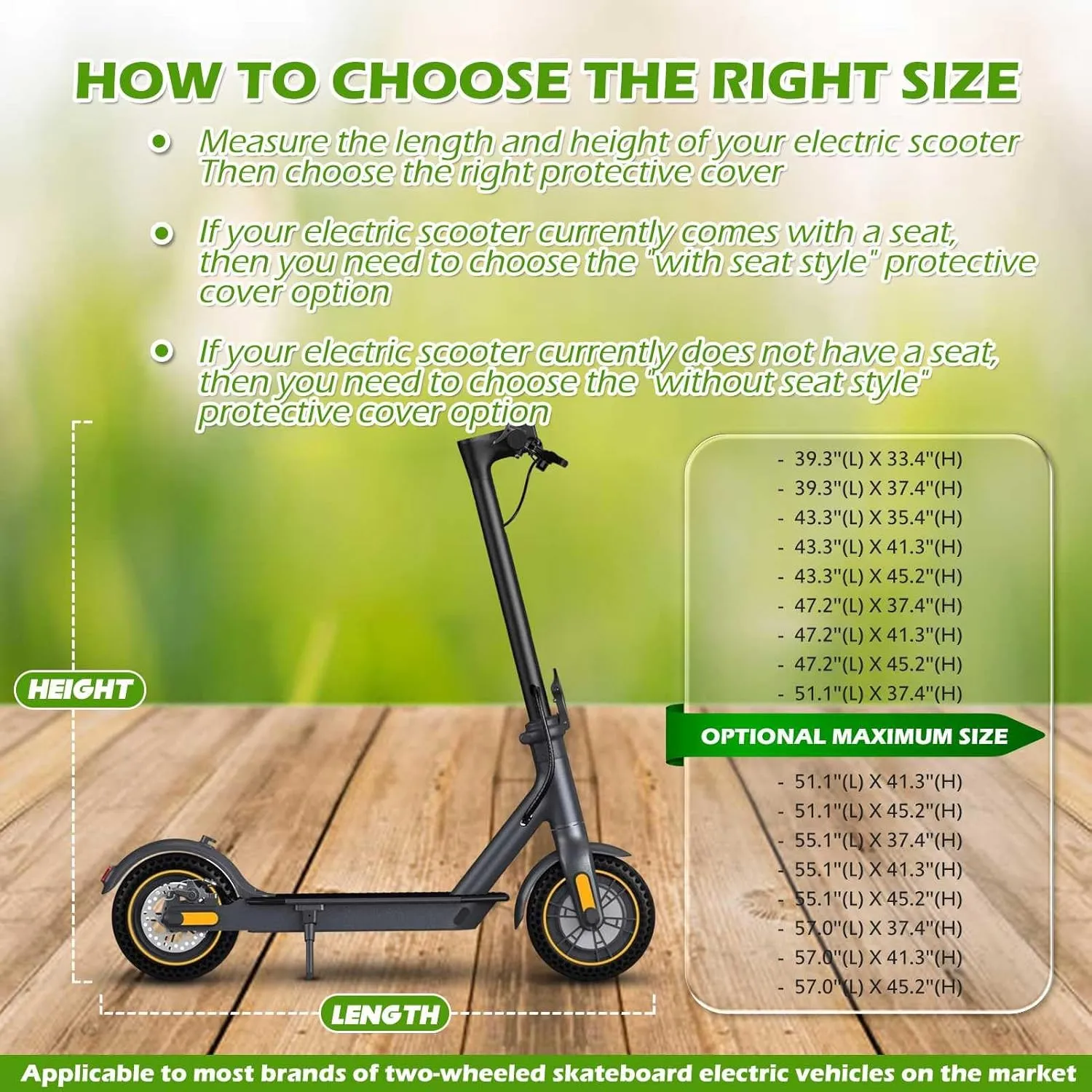 Electric Scooter Cover All Season Universal Weather Quality Waterproof Sun Outdoor Protection Small Foldable Kick Scooter Shelter Tear Proof Night Reflective and Lock-Holes Simple Covers
