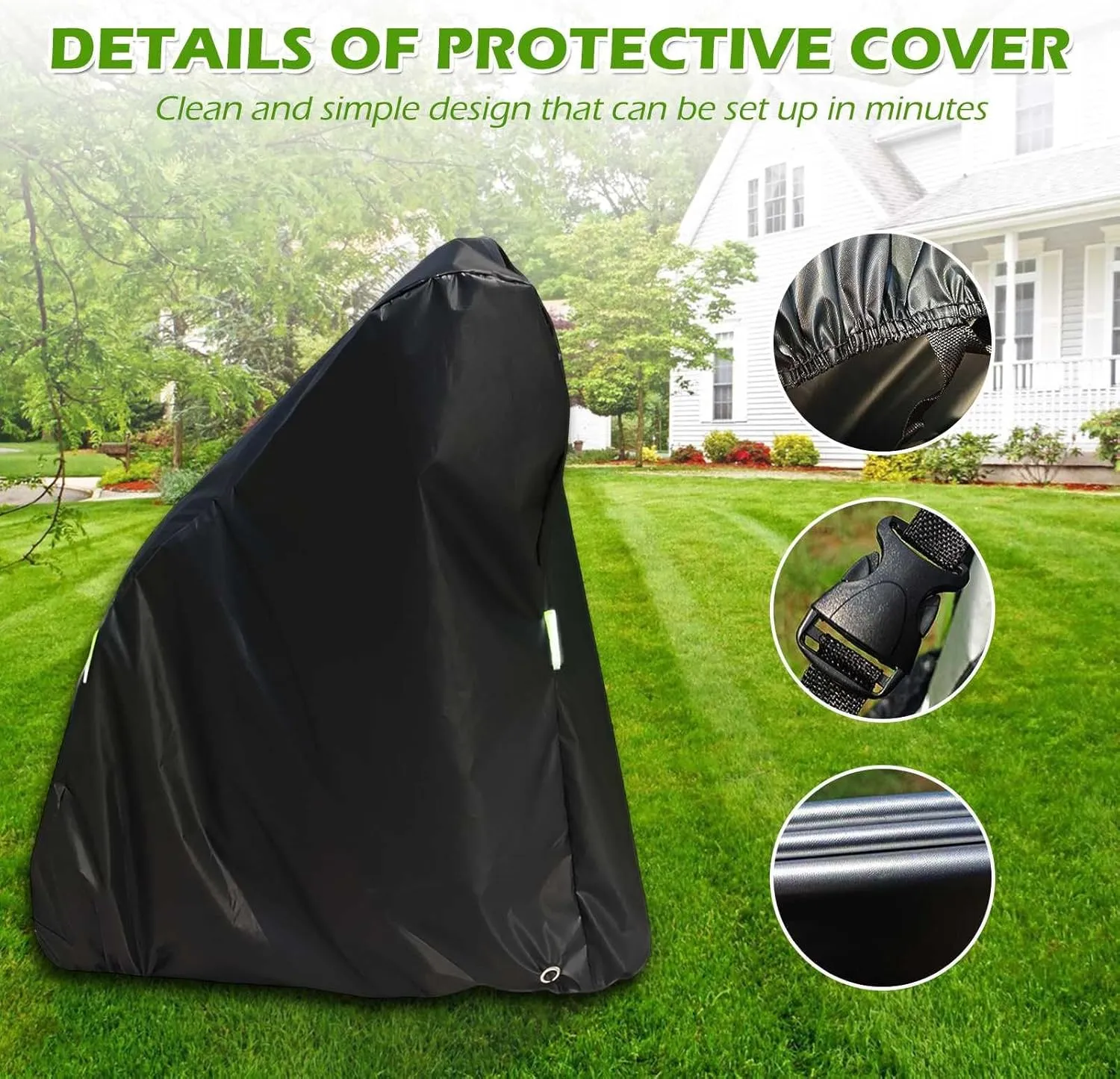 Electric Scooter Cover All Season Universal Weather Quality Waterproof Sun Outdoor Protection Small Foldable Kick Scooter Shelter Tear Proof Night Reflective and Lock-Holes Simple Covers