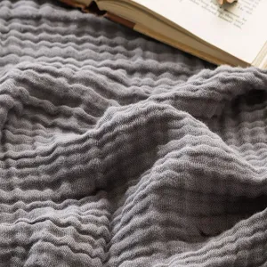 EMME Cotton, Muslin Throw Blanket for Couch Bed 4-Layer Breathable Gauze Blanket for All Season Soft and Lightweight Blankets for Adults (Grey, 55"x75")