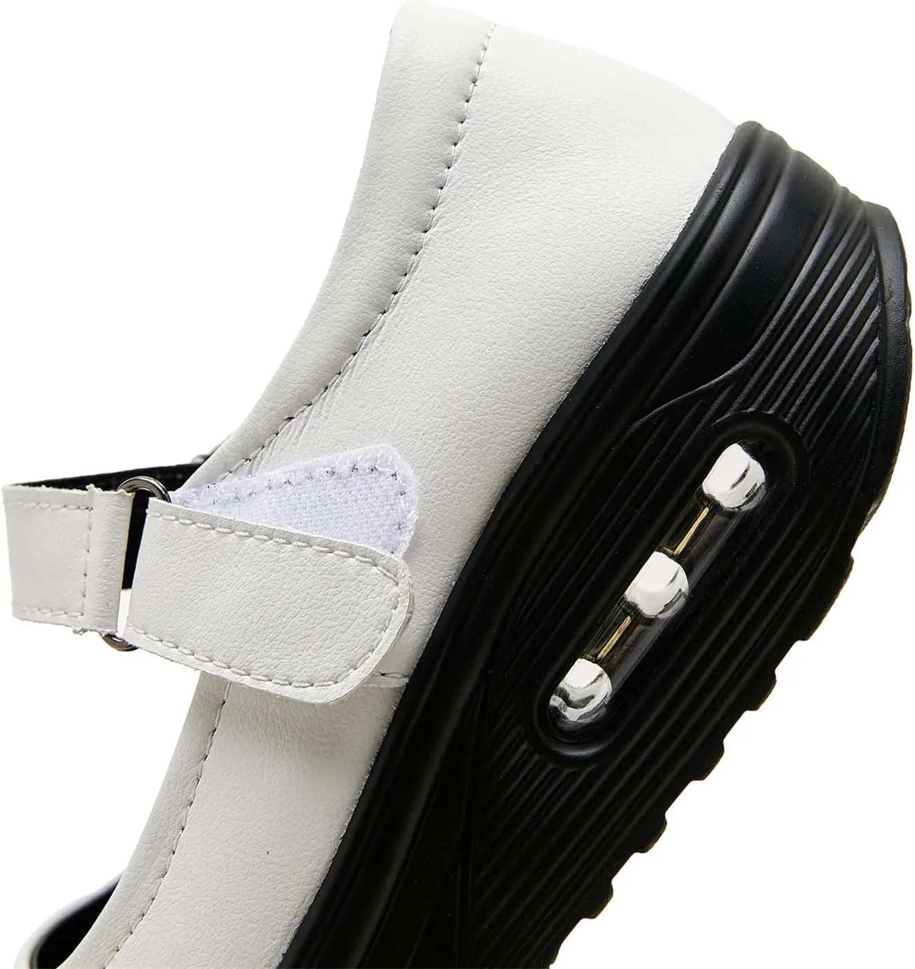 EnllerviiD Women Mary Jane Shoes Buckle Air-Cushion Casual Chunky Heel Round Toe Uniform Dress Platform Wedge Shoes Comfort Pumps Walking Shoes