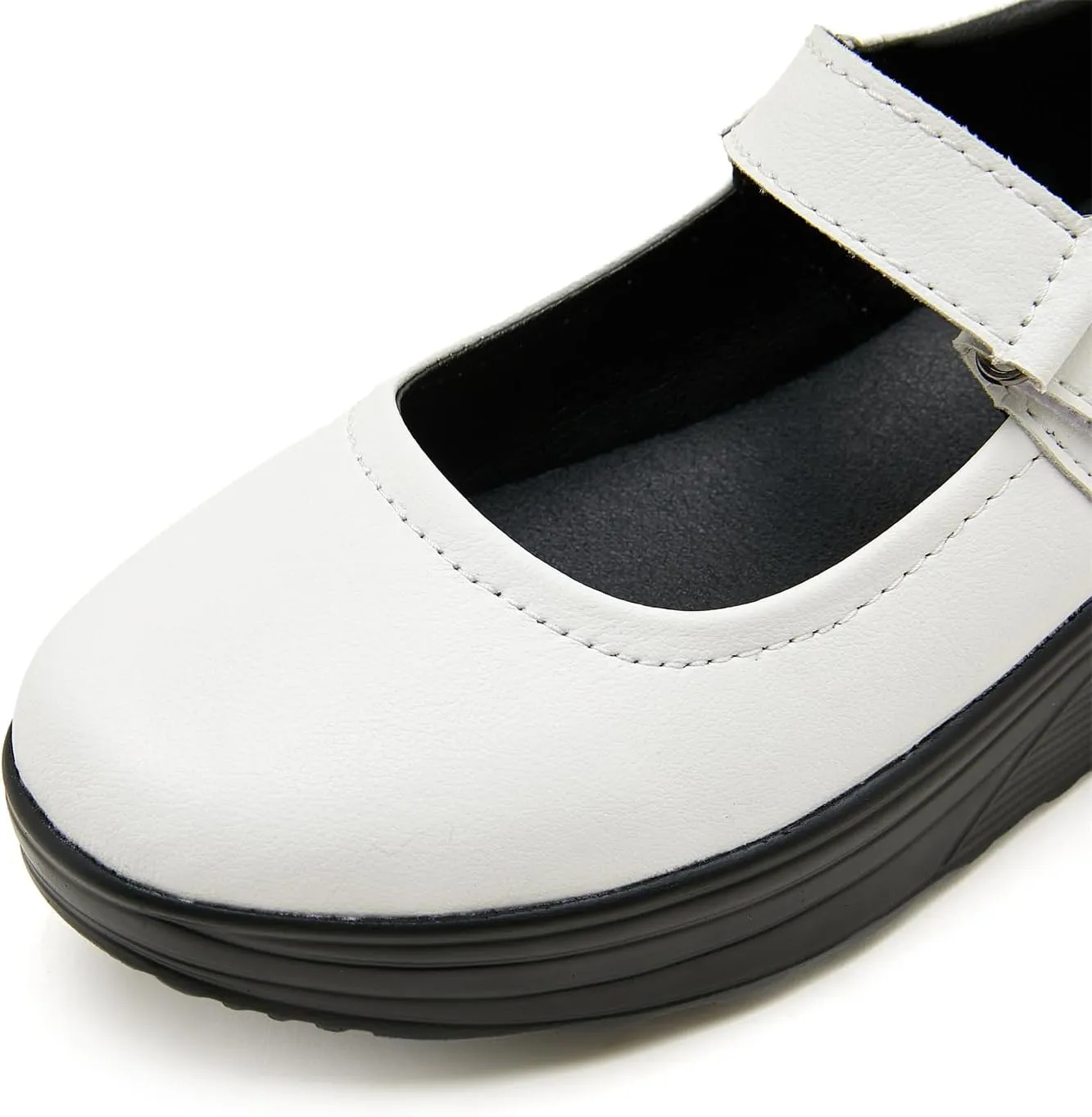EnllerviiD Women Mary Jane Shoes Buckle Air-Cushion Casual Chunky Heel Round Toe Uniform Dress Platform Wedge Shoes Comfort Pumps Walking Shoes