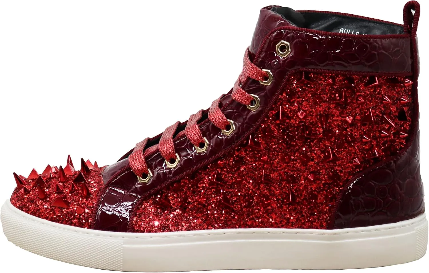 Enzo Romeo Men's High Top Crystal Shimmer Rhinestone Blink Flat Spike Fashion Sneakers Shoes BUL2