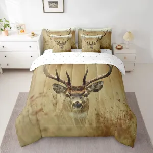 Erosebridal Elk Antlers 7 Pcs Comforter Set Queen Deer Hunting Bedding for Kids Wildlife Animal Fawn Bed in A Bag Sheet Set Wilderness Stag Bedroom Decor Moose Rustic Country Bed Set