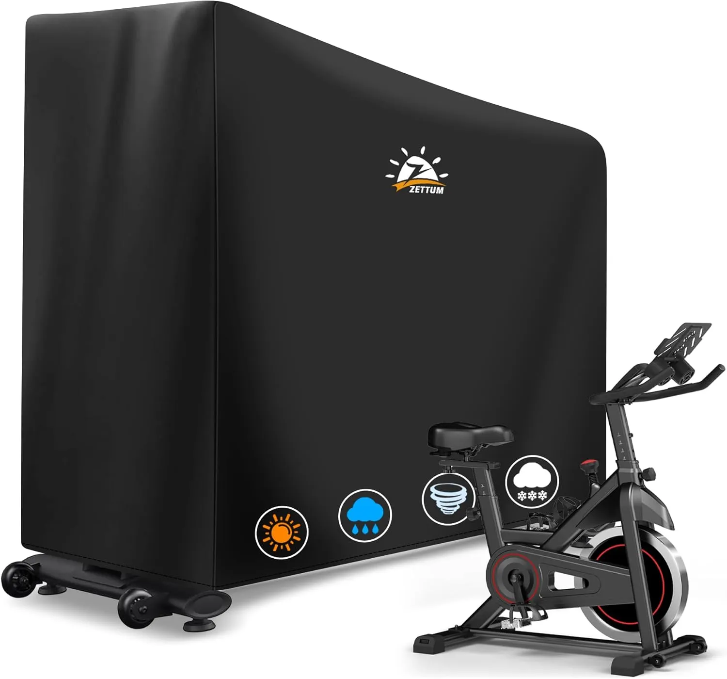 Exercise Bike Cover - 600D Bicycle Cover Waterproof & Dustproof, Heavy-Duty Stationary Bike Cover for Peloton, Schwinn, NordicTrack, Upright Bicycle Covers, All-Weather Indoor & Outdoor Use