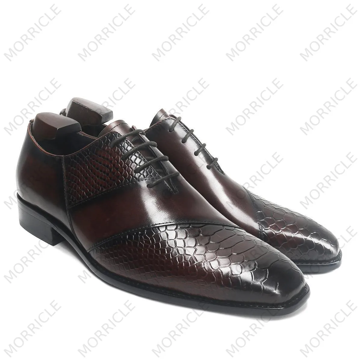 Exquisite Embossed Crocodile Oxford Shoes