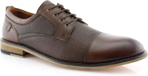 Ferro Aldo Mens Classic Cap-Toe Lace Up Derby Dress Shoes