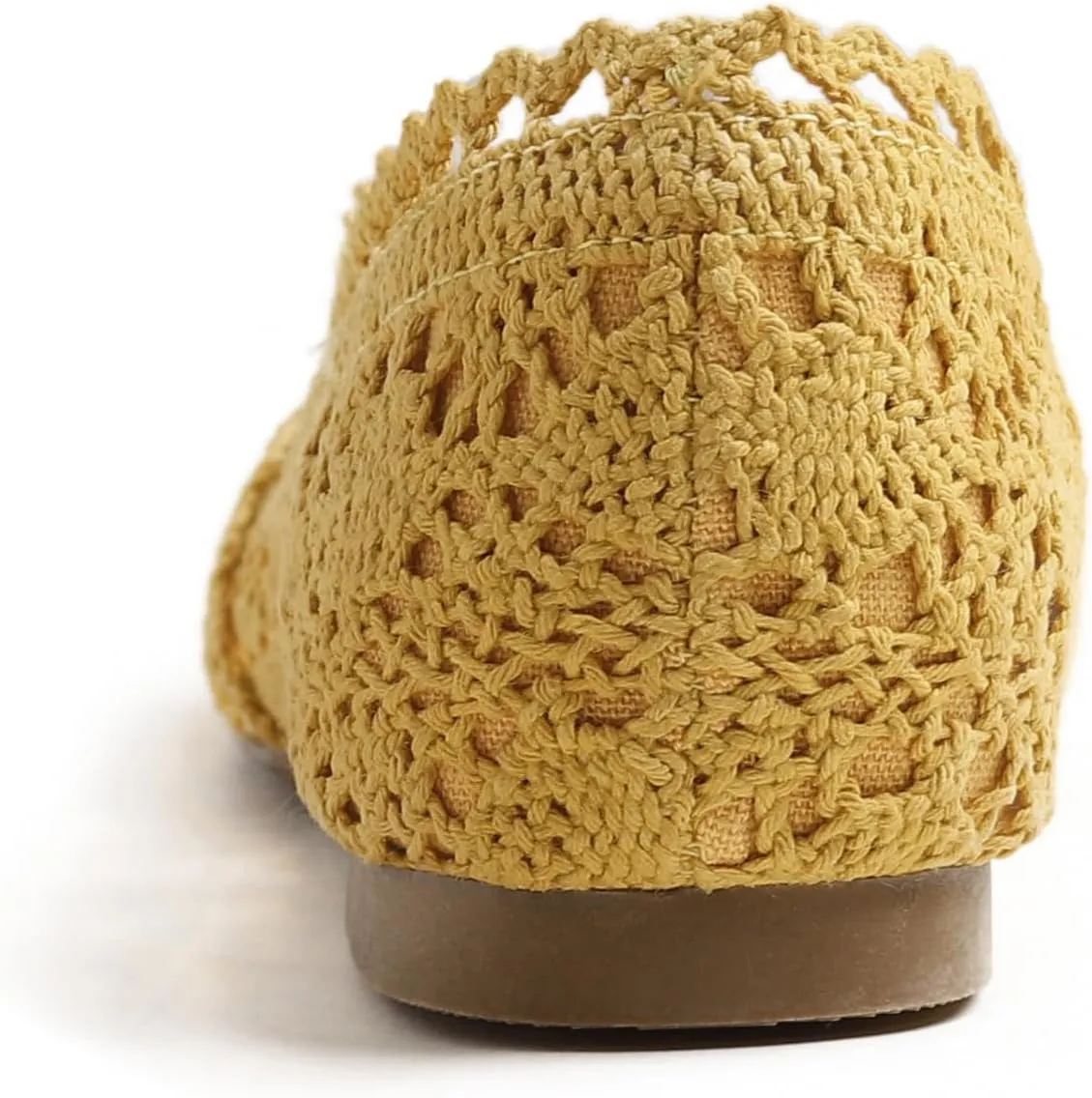 FEVERSOLE Women's Comfort Breathable Knit Crochet Shoes Lace Ballet Flats