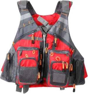 Fishing Life Jacket, Multi-Pockets Jacket with Zipper Adjustable Safety Strap for Kayak, Sailing, Fishing, Paddle Sports(A)