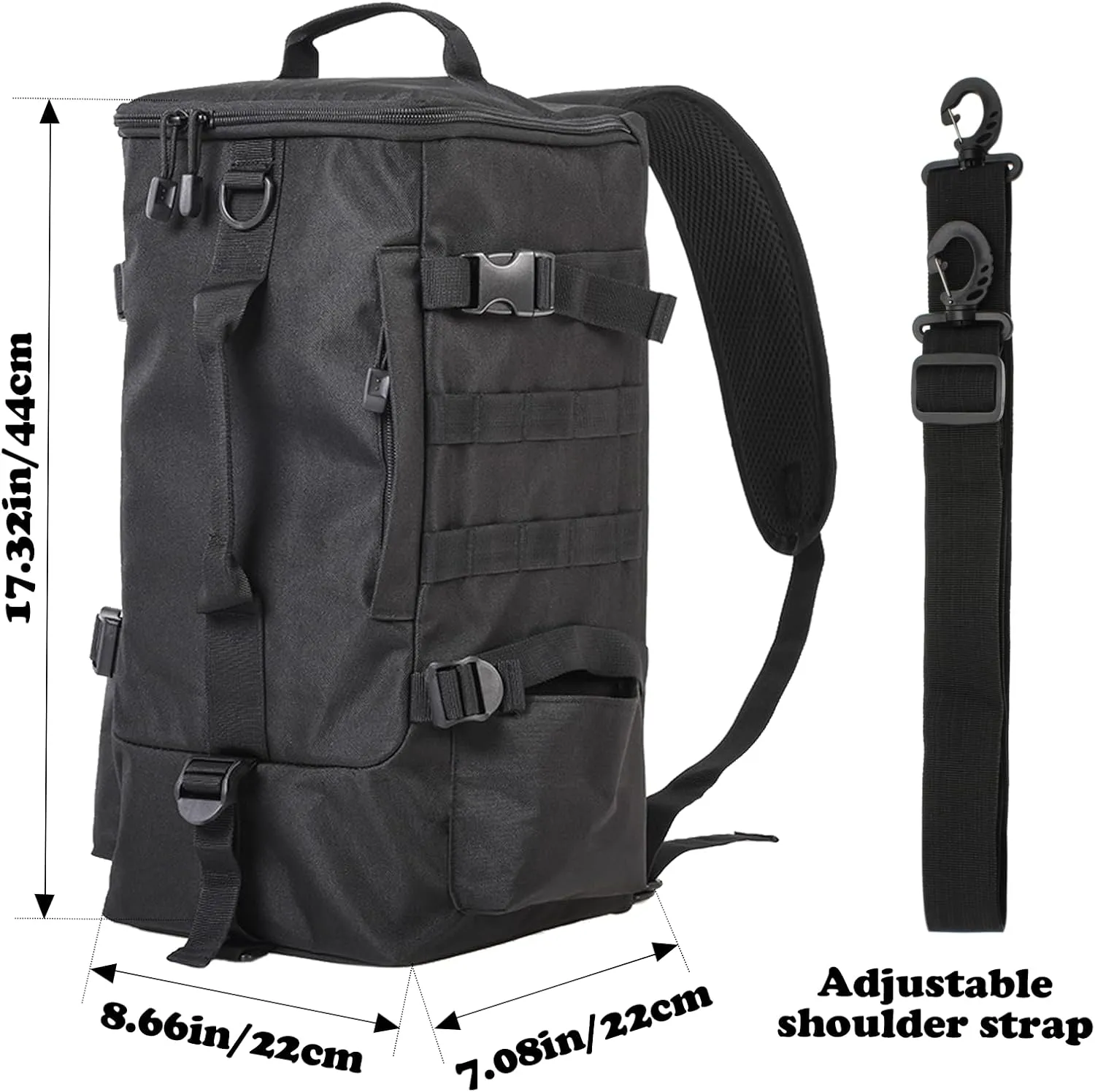 Fishing Tackle Backpack, Fishing Tackle Storage Bag, Multifuction Large-Capacity Sling Bag, Fishing Gear Bags, High-performance Tackle Bag for Fishing, Camping, Hiking(Black)