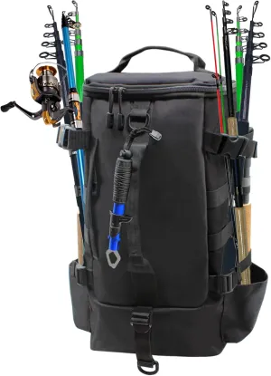 Fishing Tackle Backpack, Fishing Tackle Storage Bag, Multifuction Large-Capacity Sling Bag, Fishing Gear Bags, High-performance Tackle Bag for Fishing, Camping, Hiking(Black)
