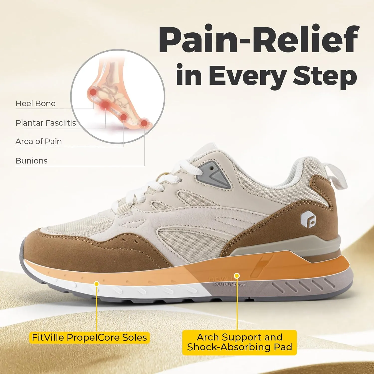 FitVille Extra Wide Walking Shoes Women Wide Width Workout Sneakers with Arch Support for Flat Feet Heel Pain Relief - Rebound Core V9