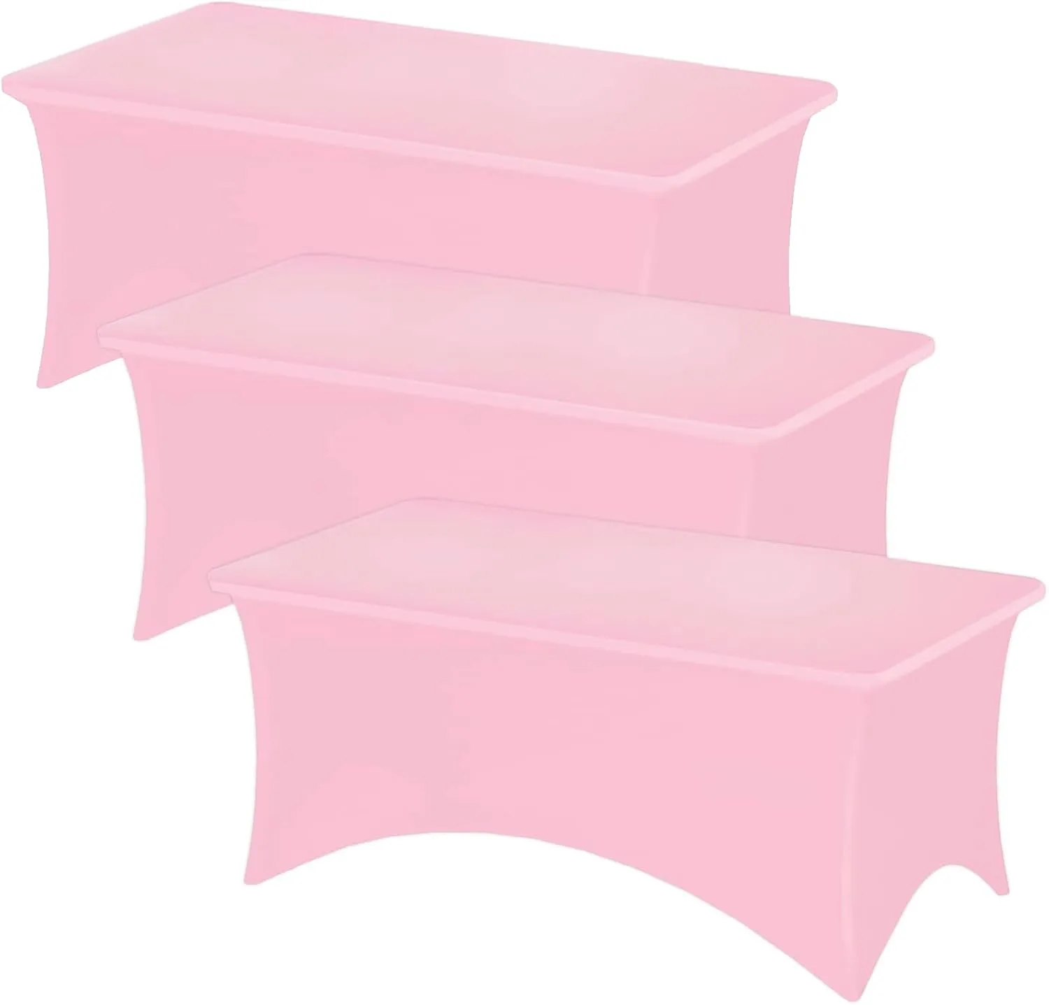 Fixwal 3 Pack Pink Table Cloths Rectangle 6FT, Tablecloths Rectangular Stretch Spandex Fitted Table Covers 6 ft for Parties, Trade Shows, Banquet, Weddings, Buffet, Graduation Decorations