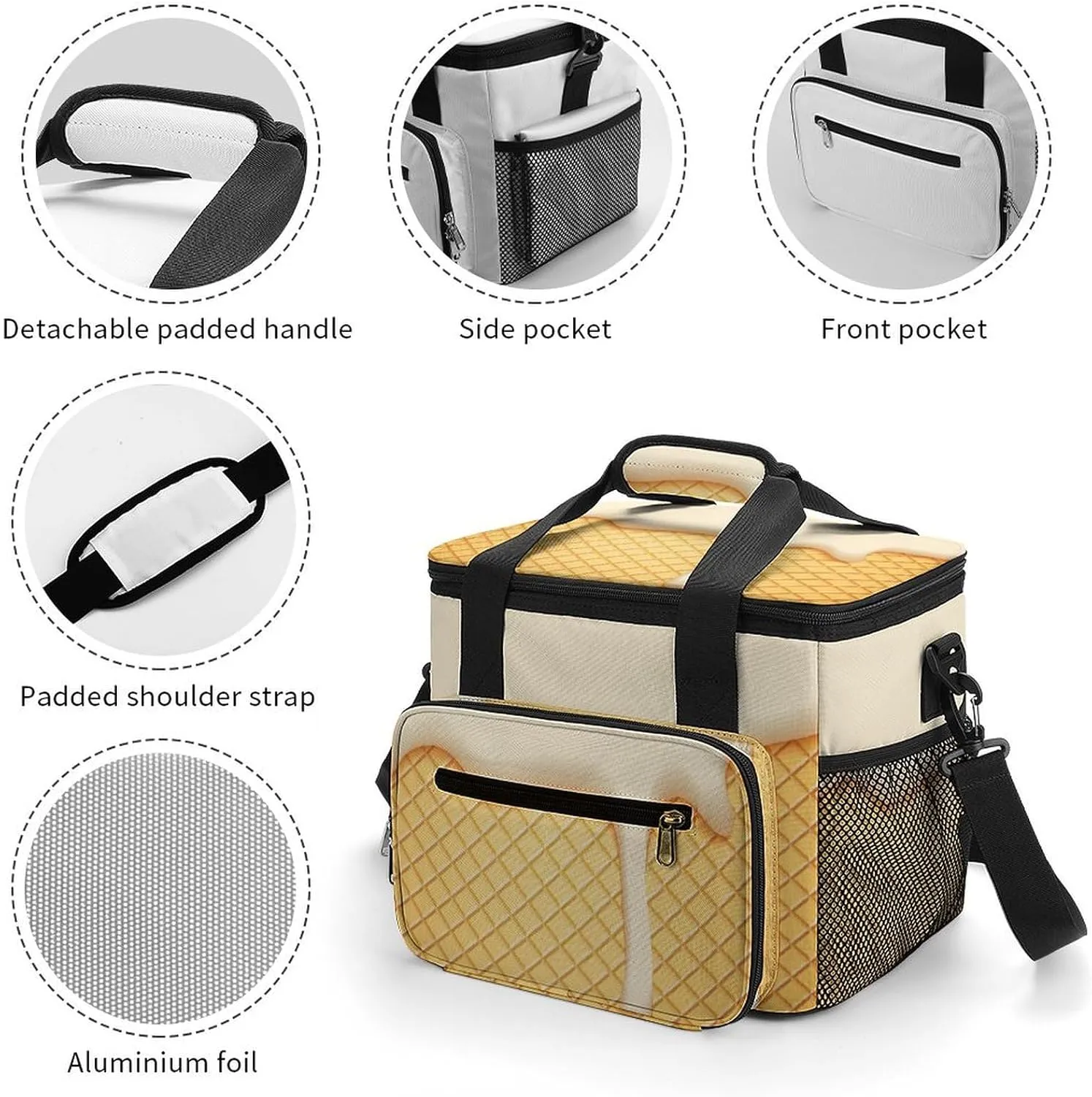 Flowing Ice Cream Portable 22.5L Soft Cooler Bag for Car Camping Green Pink Leakproof Ice Chest with Adjustable Strap Insulated Lunch Box for Work Hiking Picnic