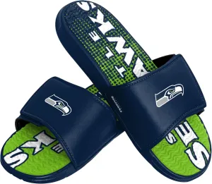 FOCO Mens Nfl Team Logo Athletic Gel Slides SANDAL, Gradient Wordmark, 7-8 US