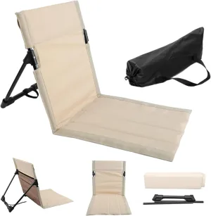 Folding Beach Chair Breathable Stable Portable Beach Chair with Sponge Filling & Mesh Pocket Lightweight Soft Sturdy Folding Floor Chair for Fishing, Barbecues, Hiking