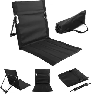 Folding Beach Chair, Breathable Stable Portable Beach Chair with Sponge Filling, Mesh Pocket, Lightweight Soft Sturdy for Fishing, Barbecues, Hiking (Black)