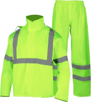 FONIRRA Hi Vis Safety Rainsuit for Men Waterproof Yellow Reflective Class 3 Rain Jacket Gear Pants(L/XL)