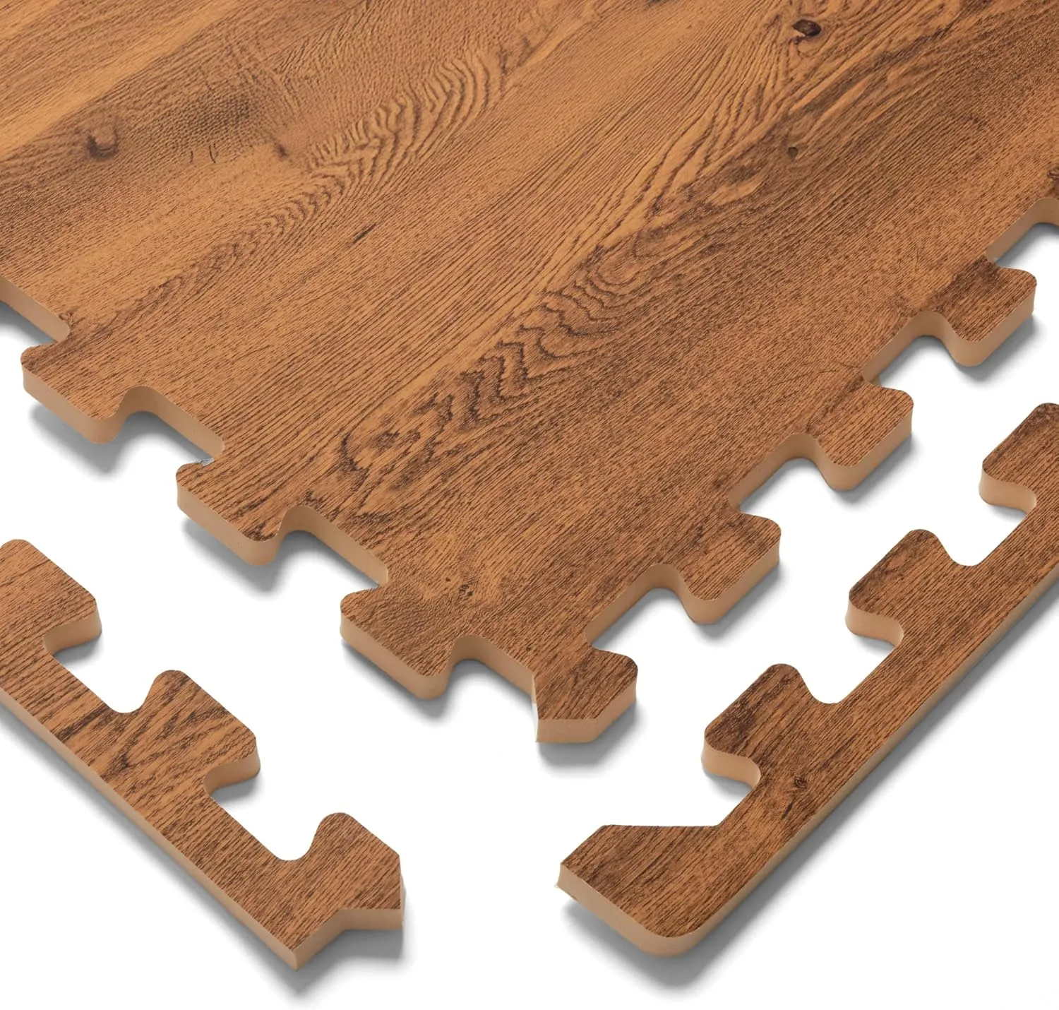 Forest Floor Farmhouse 5/8 Inch Thick Printed Foam Tiles, Premium Wood Grain Interlocking Foam Floor Mats, Anti-Fatigue Flooring – Stylish Flooring Solution, Barnwood Brown, 48 Sq Ft