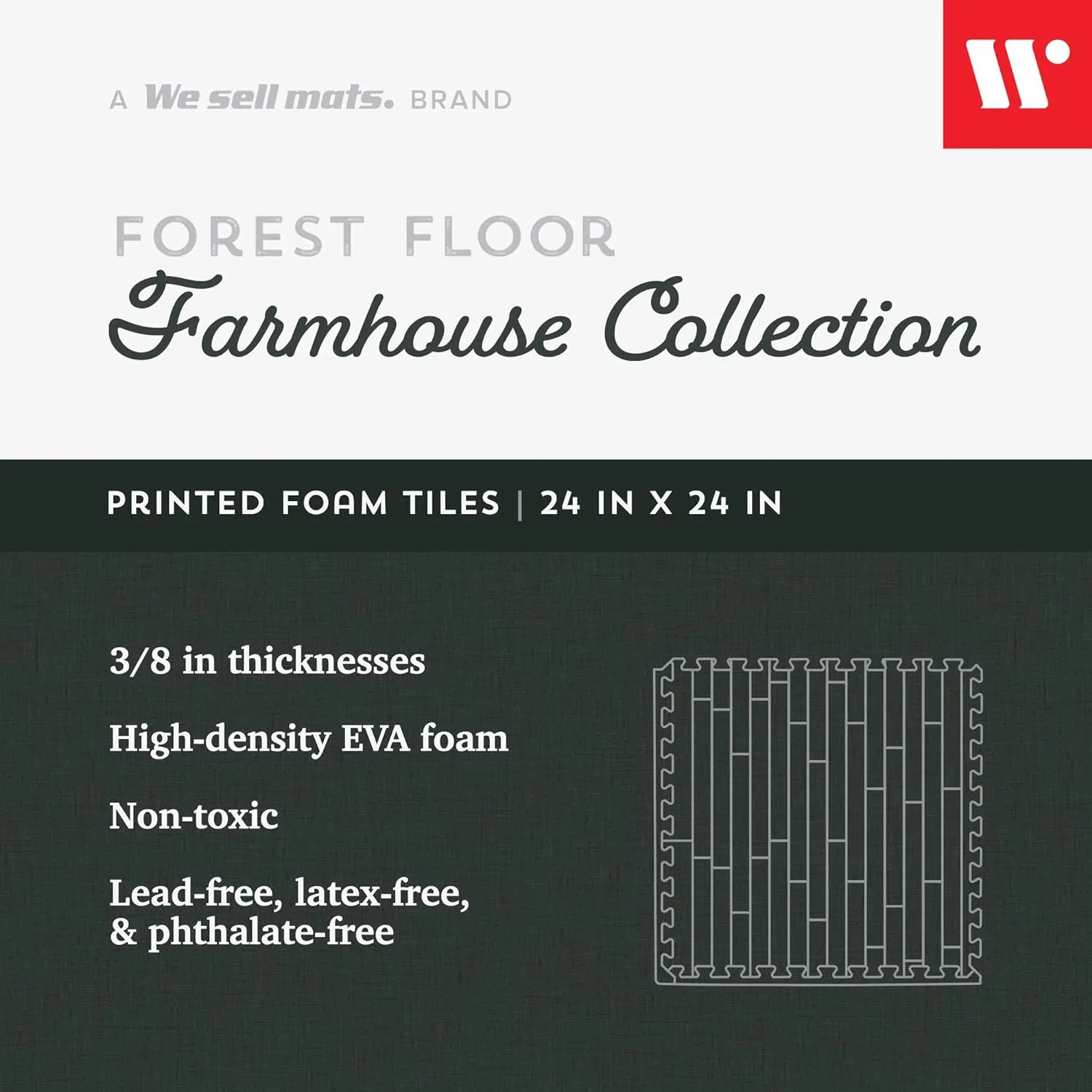 Forest Floor Farmhouse 5/8 Inch Thick Printed Foam Tiles, Premium Wood Grain Interlocking Foam Floor Mats, Anti-Fatigue Flooring – Stylish Flooring Solution, Barnwood Brown, 48 Sq Ft