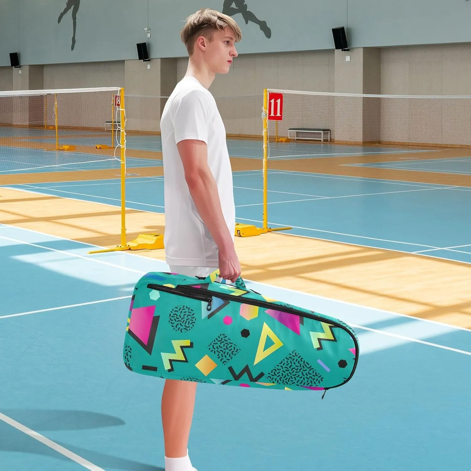 GAIGEO Teal Dragonflies Dark Tennis Backpack, Large Capacity Tennis Racket Bag, Various Storage Methods