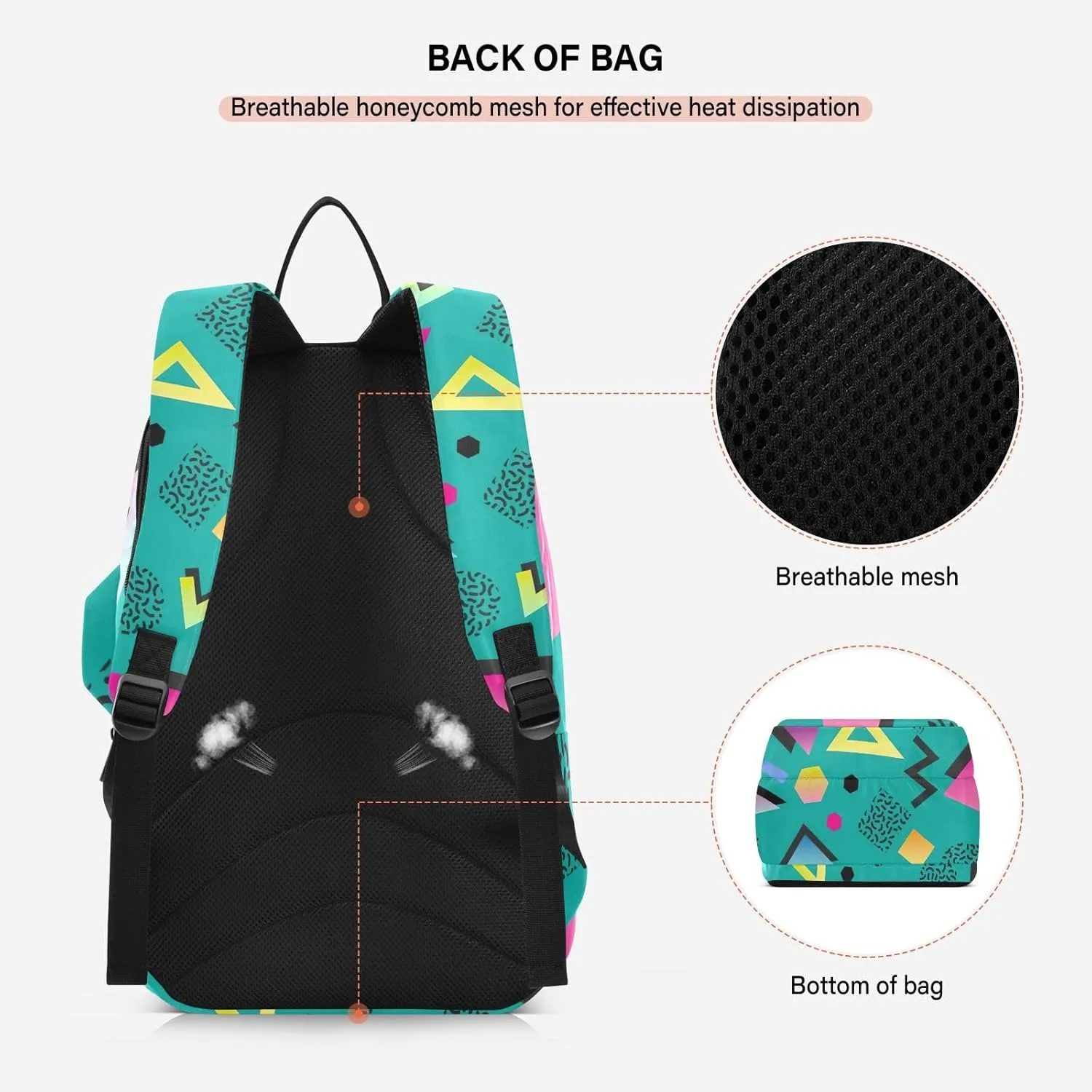 GAIGEO Teal Dragonflies Dark Tennis Backpack, Large Capacity Tennis Racket Bag, Various Storage Methods